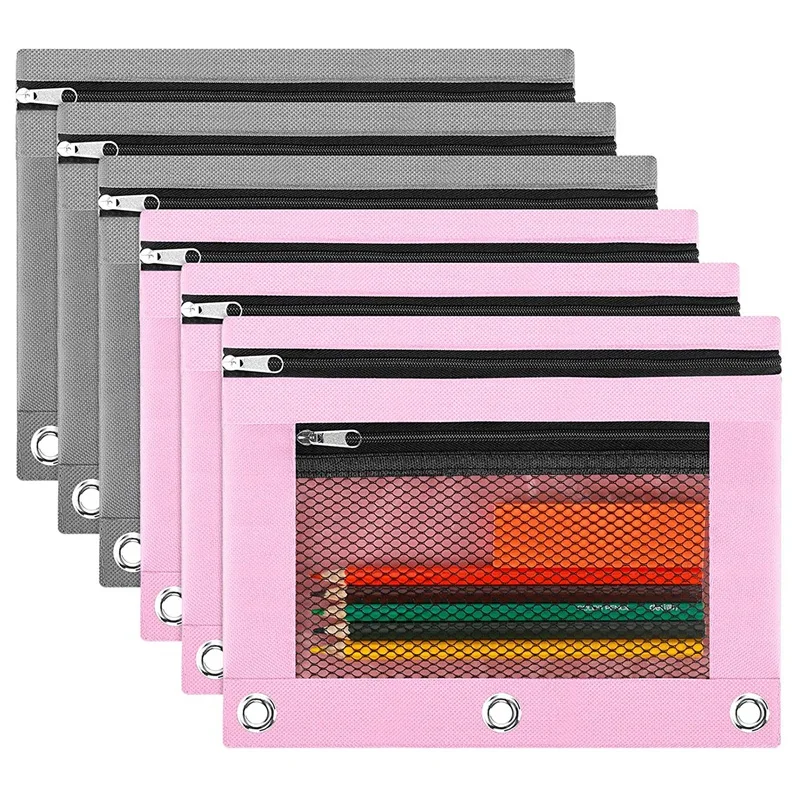 

3-Ring Pencil Pouch Binder,Pencil Case,Cosmetic Bag,Zipper Pencil Pouches,Double Pockets For School Classroom