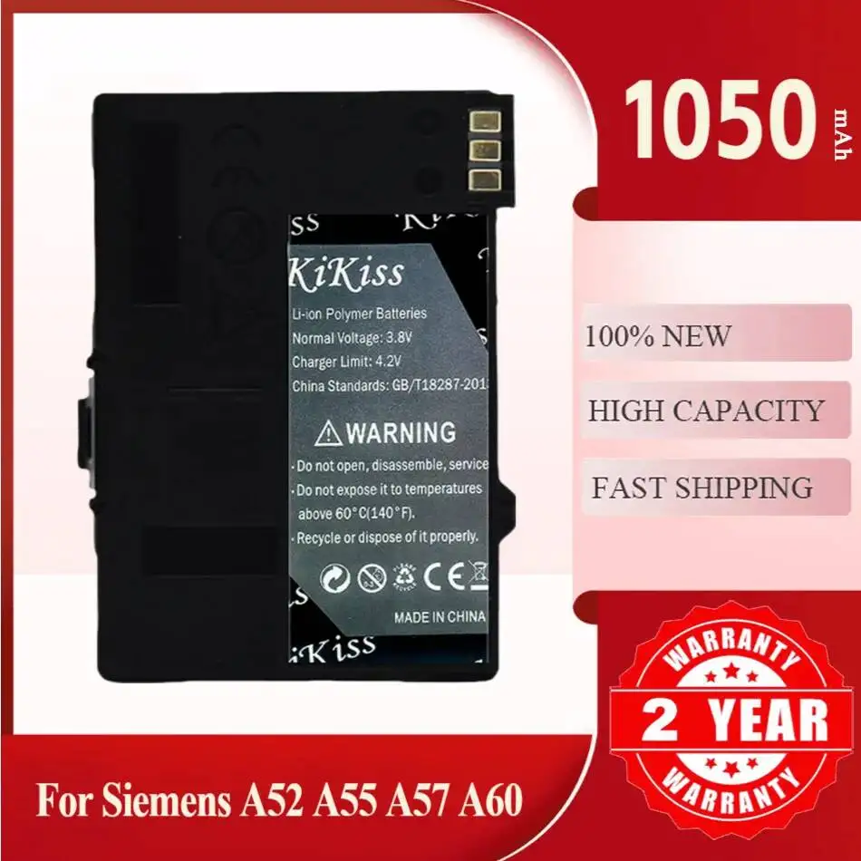 Фото Аккумулятор KiKiss для Siemens A52 A55 A57 A60 A62 A65 A70, для GIGASET SL1 SL56 SL100 SL565 EBA-510, C55 M55 S55, 1050 мАч №2