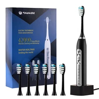 us delivery black wireless charging ultrasonic electric toothbrush with 7 replacement brush heads for adult ipx7 waterproof