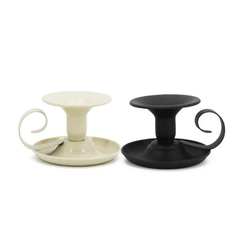 Black And White Candle Base Retro Metal Tea Cup Candle Holder Wax Holder