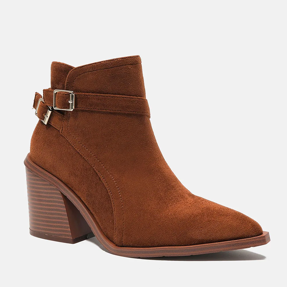 

In Stock Top Quality 2022 Women's Retro Chelsea Boots Shoes Square High Heels Boot Comfy Walk Ankle Booties Footwear