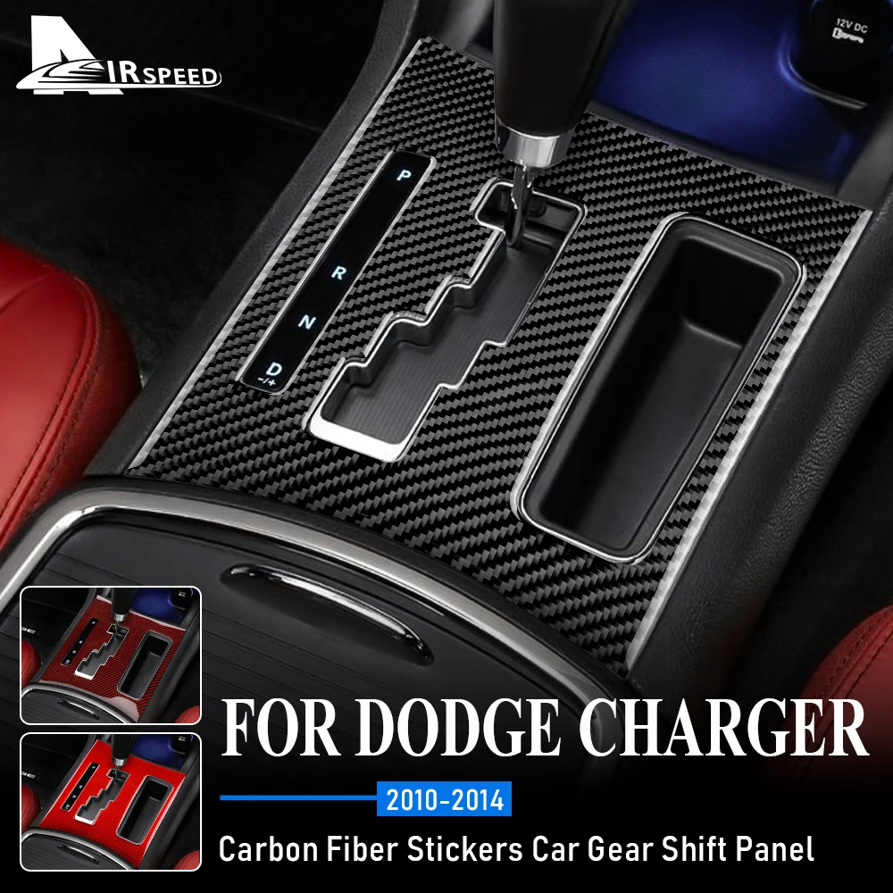 

AIRSPEED LHD Carbon Fiber for Dodge Charger 2010-2014 Accessories Car Gear Shift Panel Cover Sticker Interior Trim Decoration