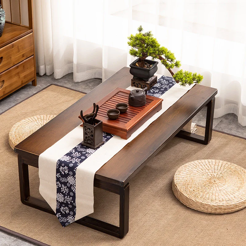 

Низкий складной журнальный столик в японском стиле, Маленький журнальный столик, простой эркерный столик из массива дерева, подставка под о...