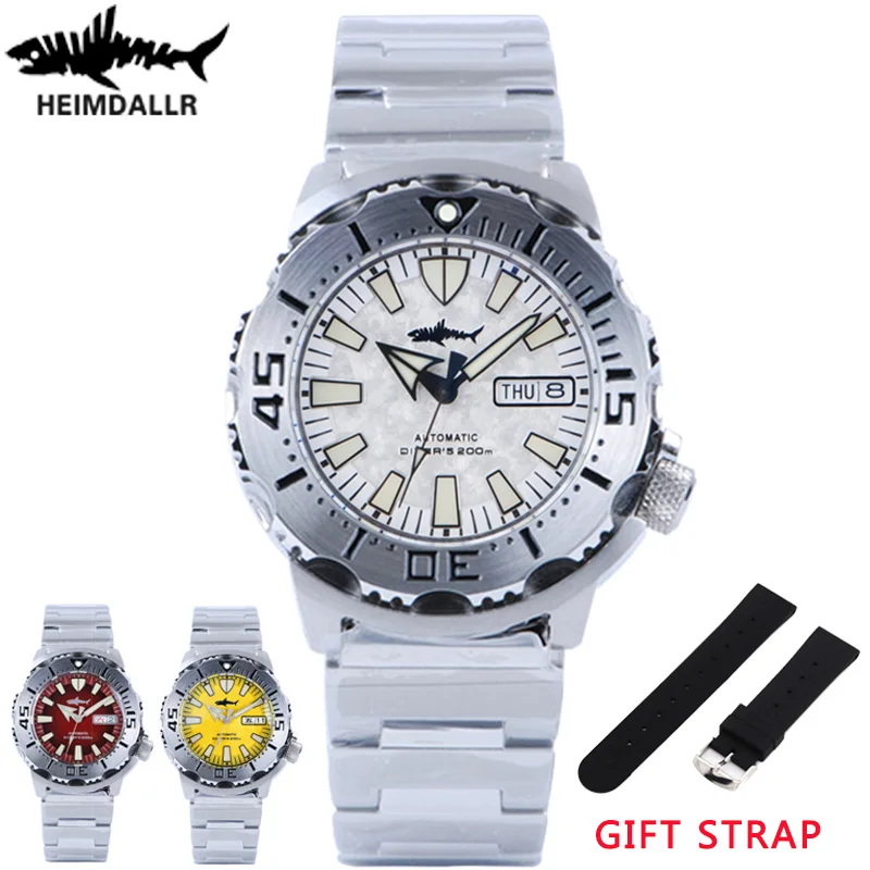 

HEIMDALLR Monster Automatic Watch Men C3 Luminous Snowflake Dial NH36A Diving Watch 20Bar Mechanical Wristwatch Sapphire Crystal