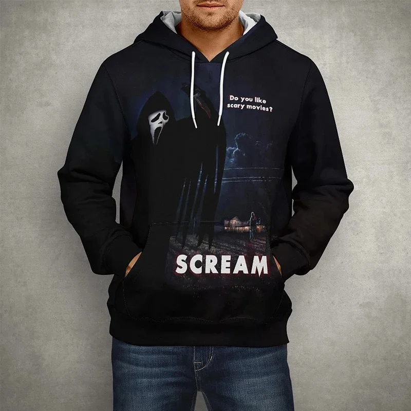 

Autumn Winter 2022 New Cool Hoodies Streetwear Top Unisex Men 3D Fashion Long Sleeve Pullover Horror Movie Scream Print Hoodies