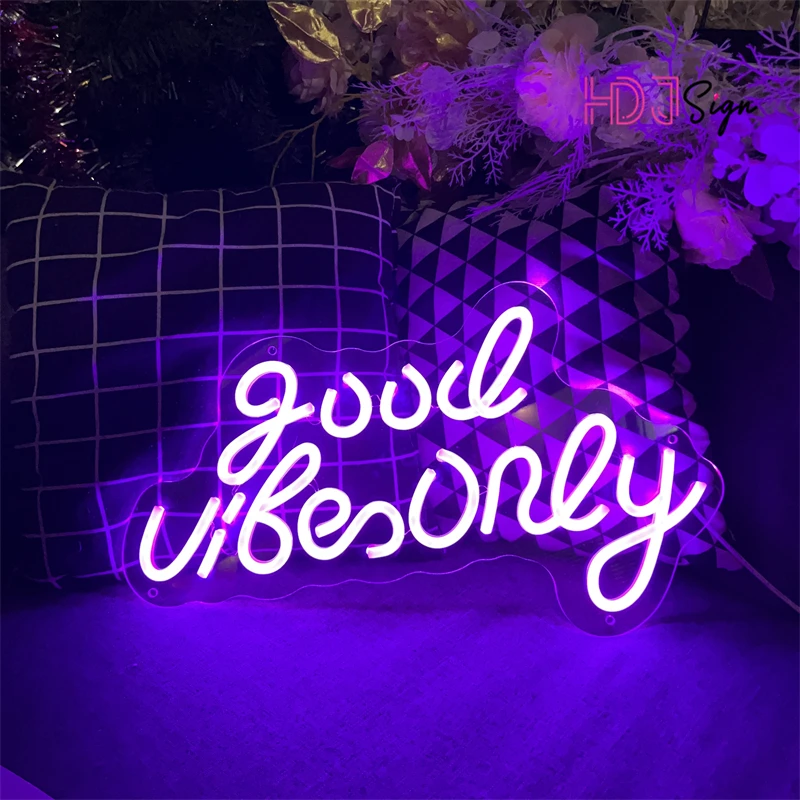 

Неоновая вывеска Good Vibes Only, светодиодный светильник для декора комнаты, неоновая светодиодная вывеска на стену, индивидуальный неоновый све...