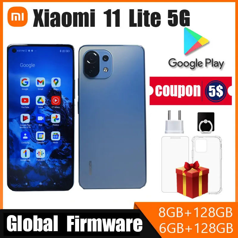 

Xiaomi Mi 11 Lite 5G Cellphone, NFC Smartphone Snapdragon 780G 64MP Camera AMOLED Full Screen 90HZ Cell Phones