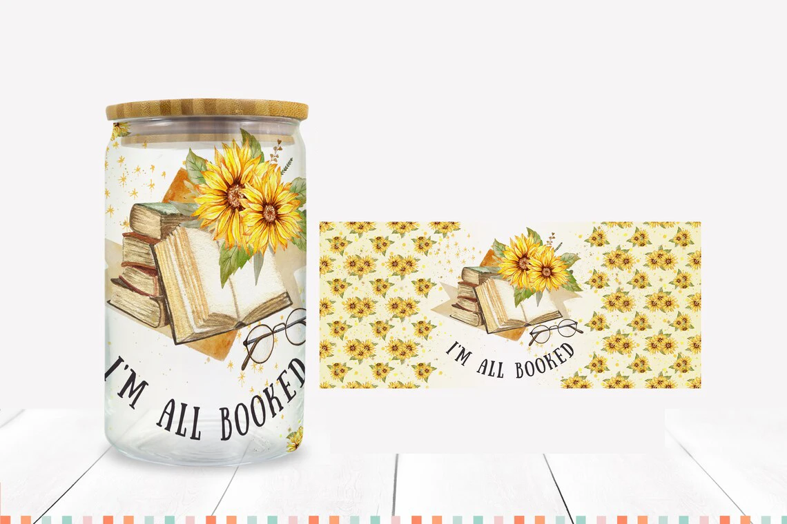 

Sunflower UV DTF Cup Wrap for 16Oz Libbey Glass Can DIY Transfer Sticker Book