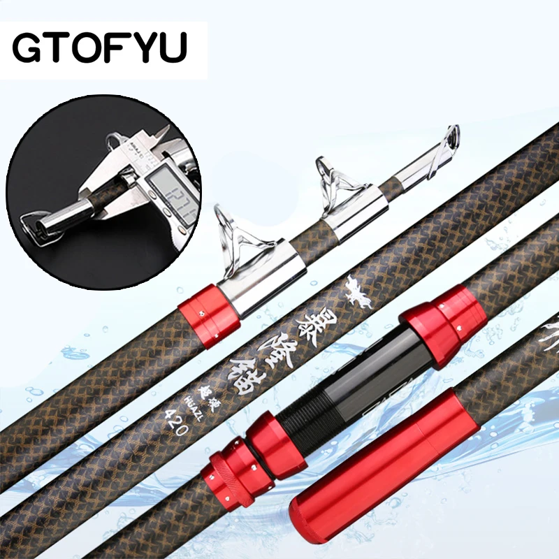 Telescopic Surf Spinning Rod 2.1-4.5M Carbon Fishing Rod 20kg above Superhard Long Distance Throwing shot Rod Sea Boat Pole enlarge