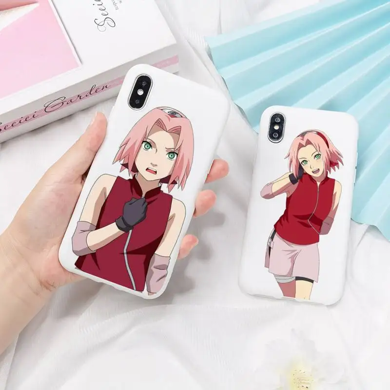 

BANDAI Naruto Haruno Sakura Phone Case for iPhone 11 12 13 Mini Pro Xs Max 8 7 6 6S Plus X XR Solid Candy Color Case