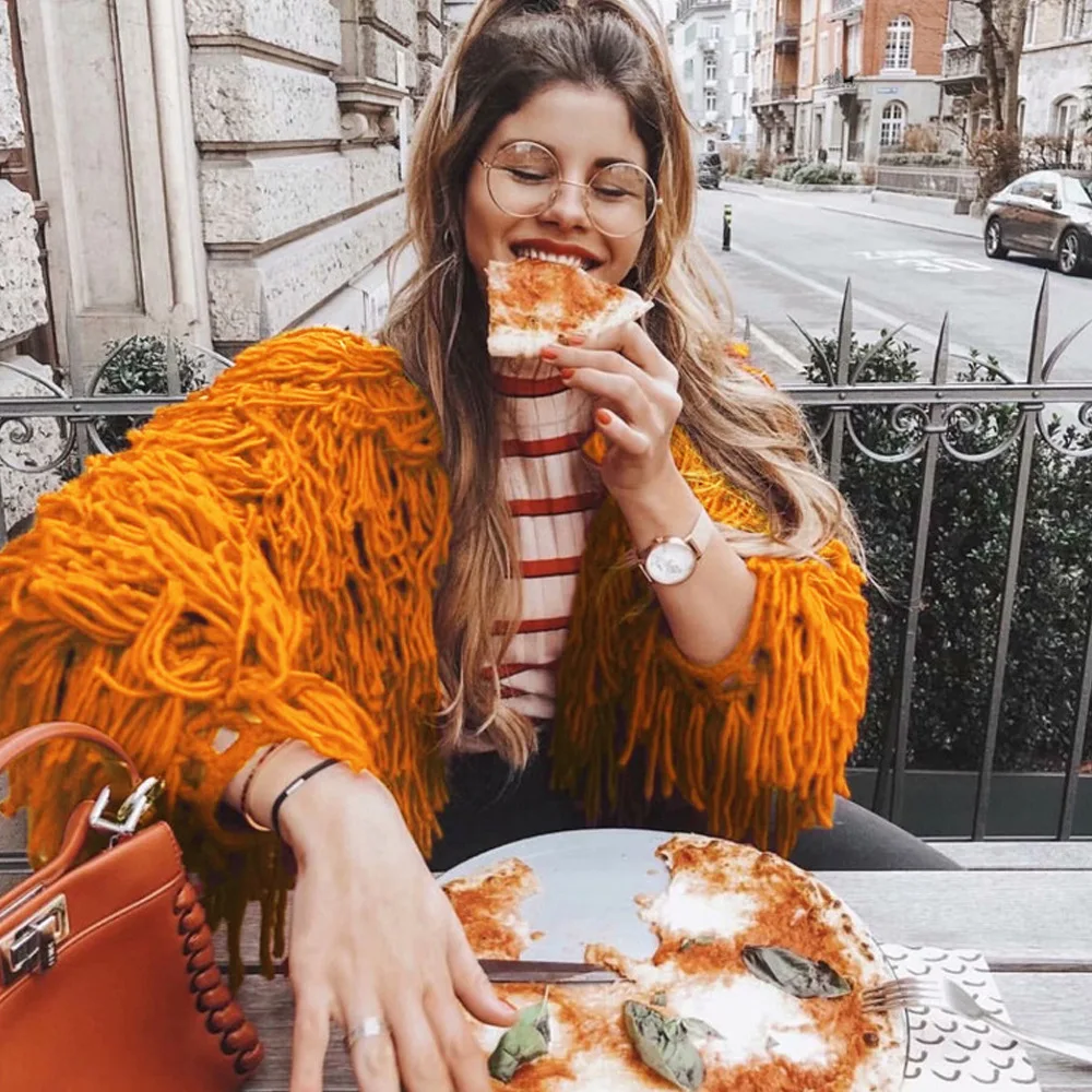 Women's Fur Jacket Autumn and Winter Women's Woven Wool Sweater Plush Coat Top Women's Faux Fur Coat