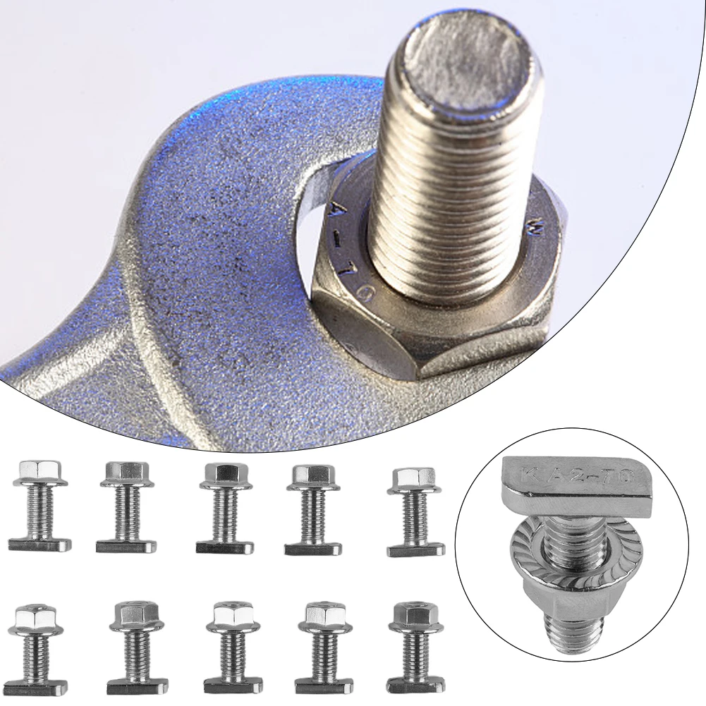

Durable Screw 10pcs 304 Stainless Steel Corrosion Resistance Flange Nut For Mounting Rail M10 Thread Nominal M10x30