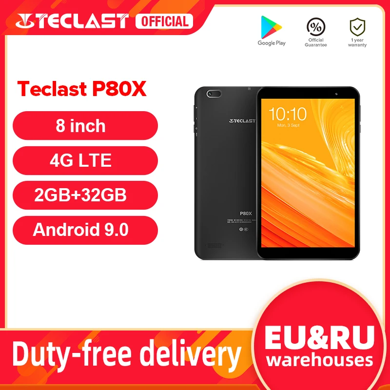 

Teclast P80X 8 inch 1280x800 IPS 2GB RAM 32GB ROM Tablet Android 9.0 4G Phablet SC9863A Octa Core Tablet PC GPS Dual Cameras