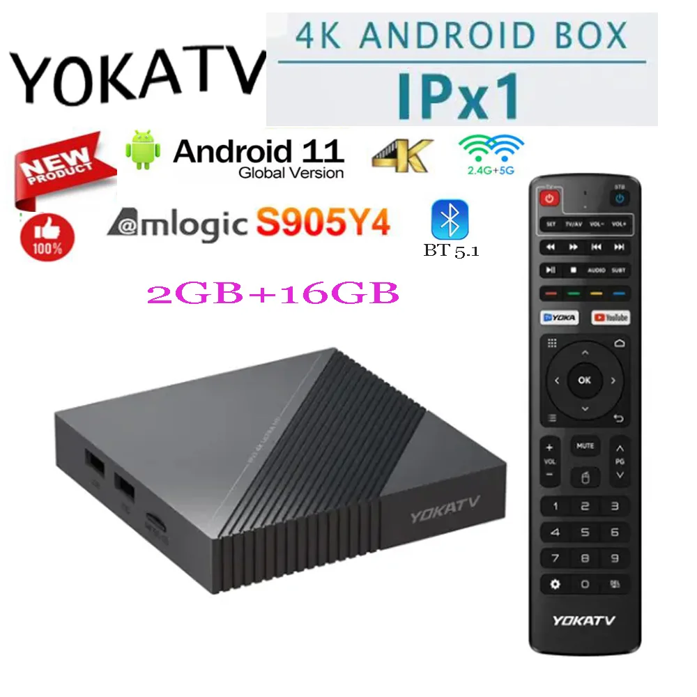 

[Подлинный] YOKATV IPx1 новейшая Смарт ТВ-приставка Amlogic S905Y4 2,4G Φ Wifi BT5.1 4K 2G 16G Android 11 медиаплеер vs Mecool KM2 Plus
