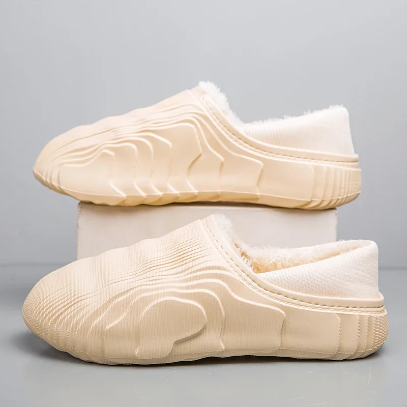 Зимние тапочки унисекс с волнистым мехом без застежки сохраняющие тепло