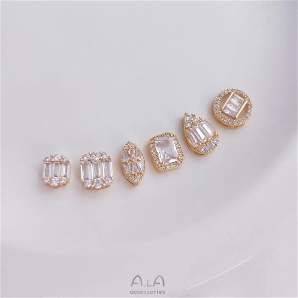 Защита цвета 14-каратное золото инкрустированный циркон квадратный круглый