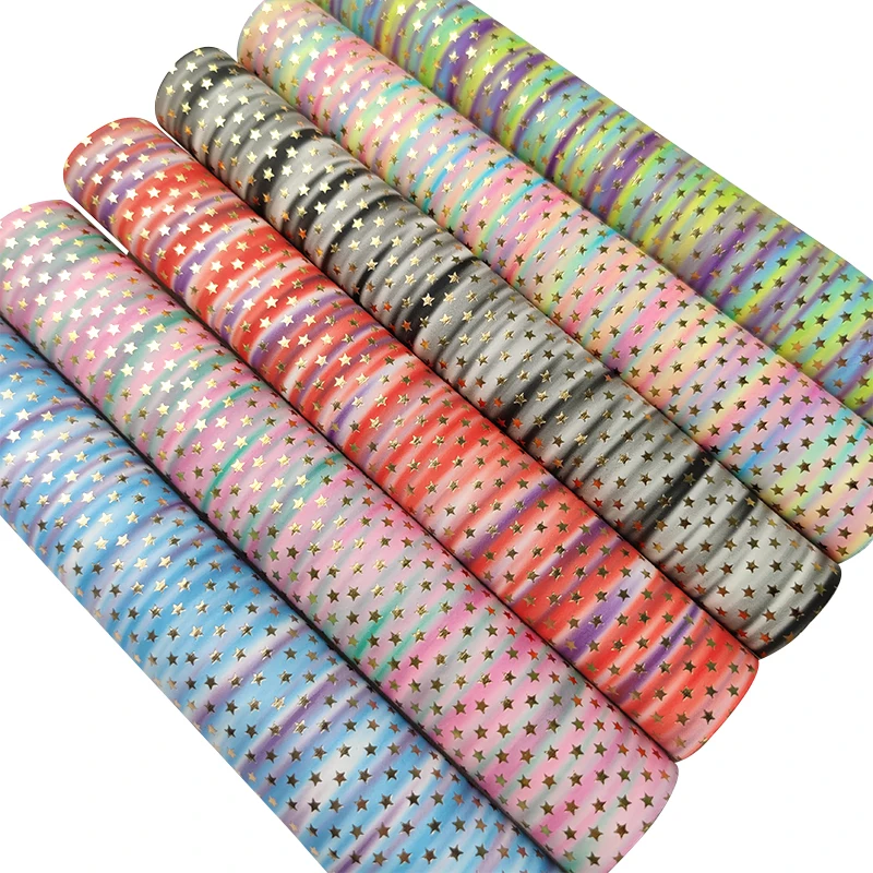 

Colorful Rainbow Stripe Mermaid Printed Vinyl Metallic Faux Artificial Leather Fabric for Making Shoe/Bag/Hair Bow/Deco30*135CM