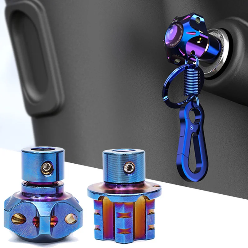 

Universal Alloy Keychain Modified Burn Blue DIY Case Shell Fit Motorcycle Car ATV Key Bit Pentagonal Hexagon Key Ring