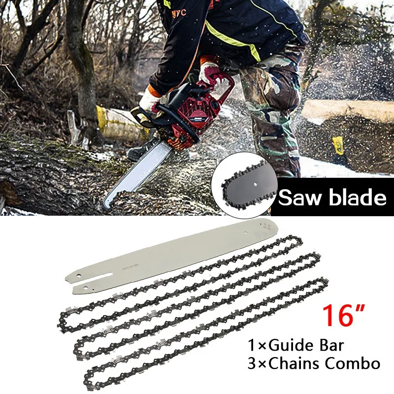 

16 Inch Chain Saw Guide Bar with 3Pcs Chains for STIHL 009 012 021 E180 MS180 MS190 MS250