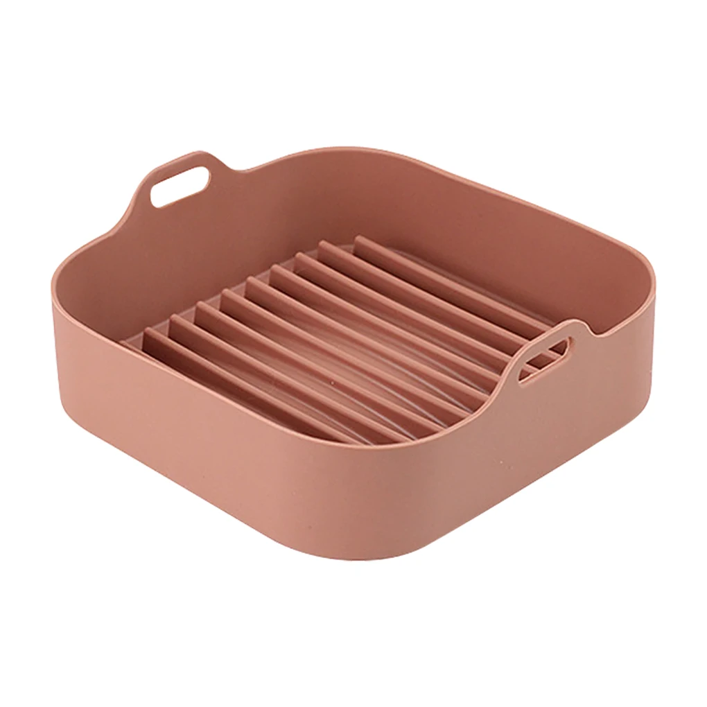 

Air Fryer Silicone Pot Non Stick Oven Basket Fried Chicken Pizza Baking Plate Washable Pan Household Food Accessories Gray