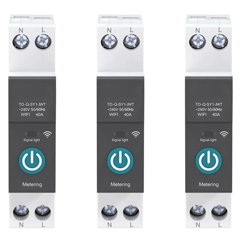 

3X 40A Tuya Single Phase Din Rail WIFI Smart Energy Meter Timer Power Consumption Monitor Kwh Wattmeter,Black