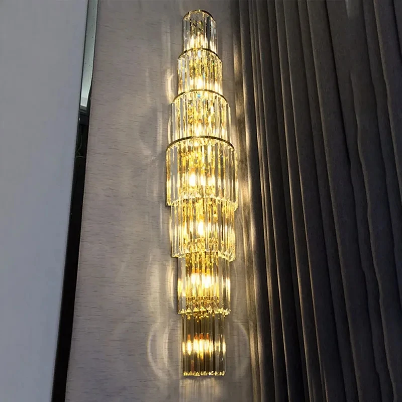

Crystal Wall Lamp Nordic Creative Minimalist Luxury Bedroom Living Room Gold E14 Wall Light Suitable For Villa Duplex Lighting