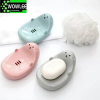 1pc plastic cartoon cat soap dish with cover soap box holder case cute bathroom storage cleaning bathroom suppy