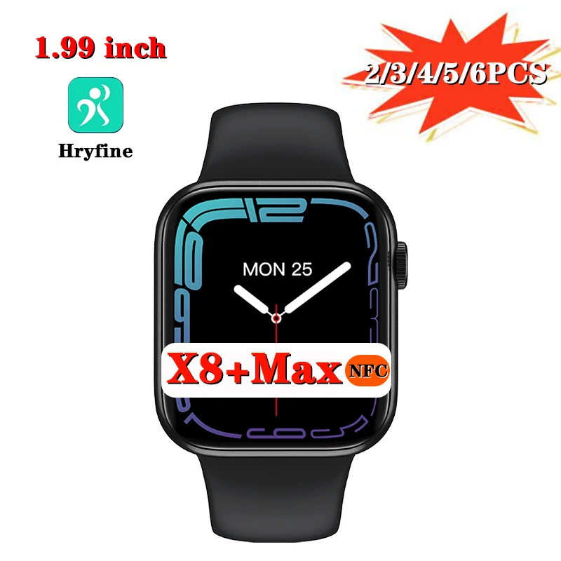 

Смарт-часы X8 + MAX, 2/3/4/5/6 шт., NFC, 1,99 дюйма
