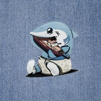 cool animal shark eat travel ship acrylic brooches for women men party casual brooch pin gifts