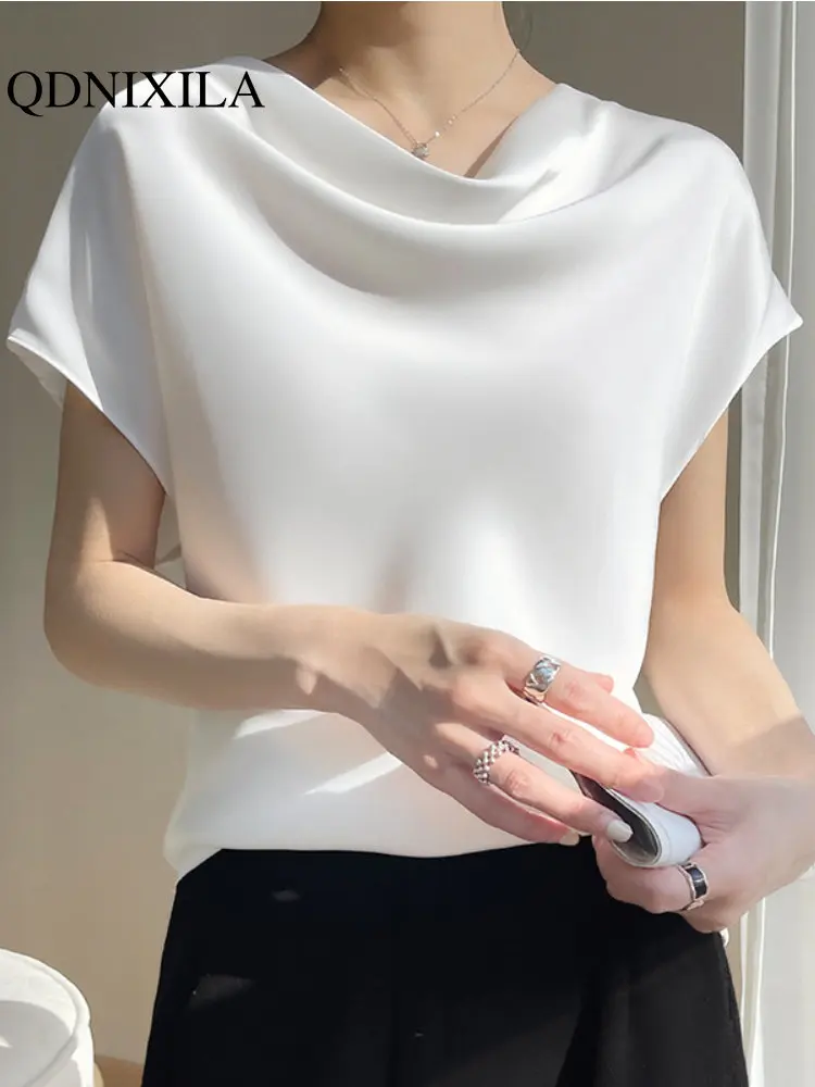 

Shirts and Blouses Loose Neck Sleeveless Top Beautiful Elegant and Youth Women's Clothing Ladies Tops and Blouses Summer 2023