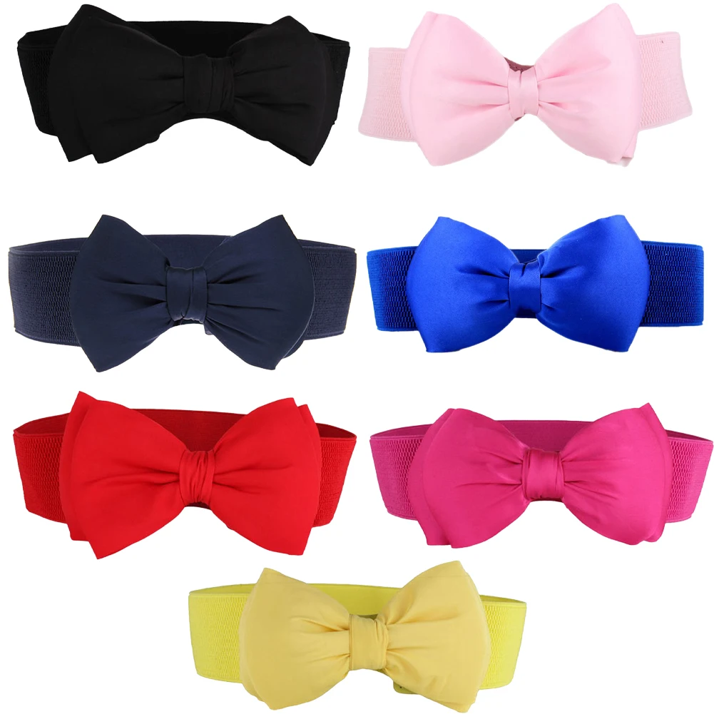 

Women Waistband Big Bow Waistband Elastic Wide Stretch Waist Belt New Designer Belts Straps for Women Girls Clothes Accessories