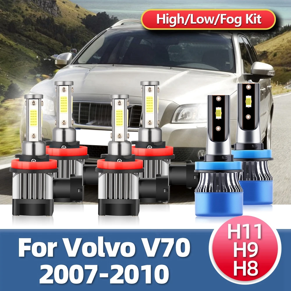 

2/6PCS LED Headlight Fog Lamp Bulbs Combo High Low Four-sides Car Headlamp Foglights Kit For Volvo V70 2007 2008 2009 2010