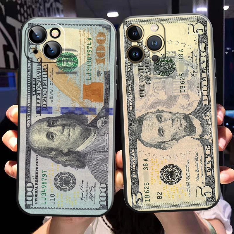 

Luxury dollar US For Apple iPhone 13 12 11 Pro 13 12 Mini X XR XS Max SE 5 6 6S 7 8 Plus Phone Case Liquid Silicon black fundas