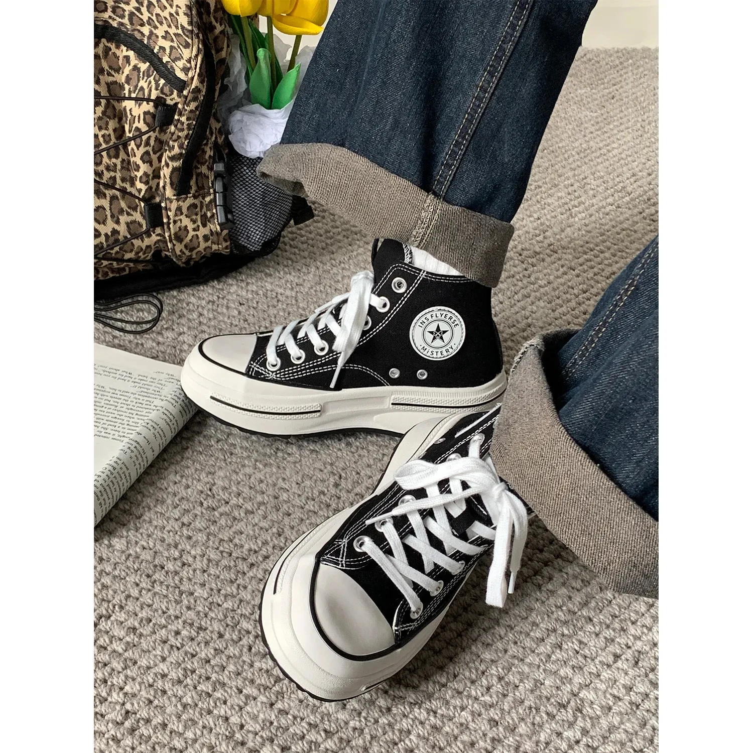 New platform canvas shoes, very American fashion trend women's cloth shoes, add casual women's shoes