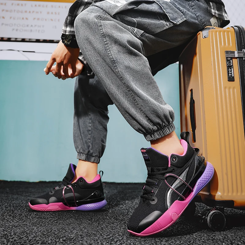 2022 Professional Men's Basketball Sneakers New Orange Basketball Shoes For Men Anti-skid High Top Sports Shoes Men basket homme