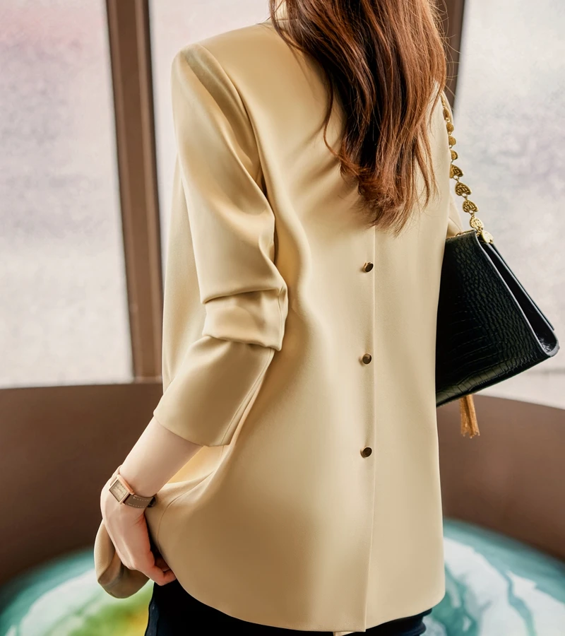 Autumn Winter Women Coffee Gray Formal Blazer Office Ladies Female Long Sleeve Single Breasted Business Work Wear Jacket Coat