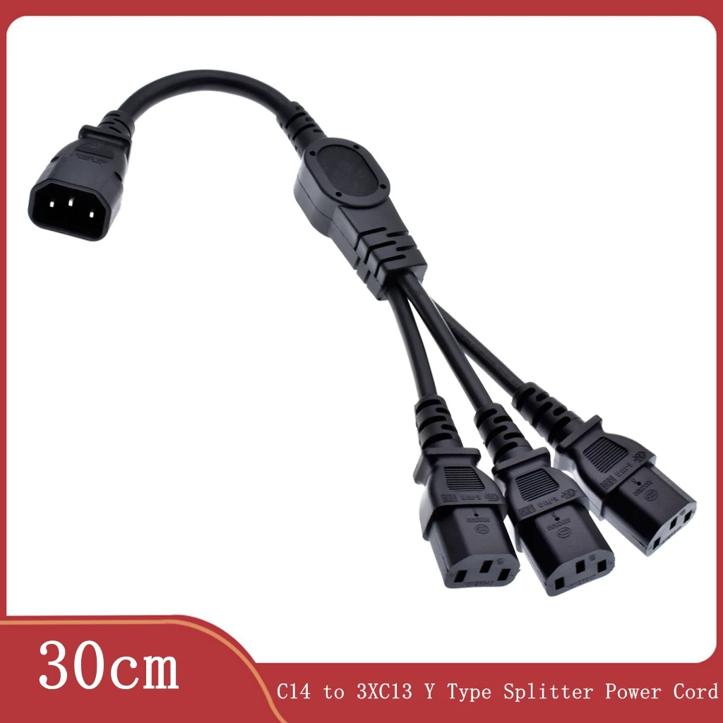 Штекер IEC 320 C14 к распределителю Y-типа 3XC13, 10 А, 250 В, C14-3 кабеля адаптера питания C13, 30 см