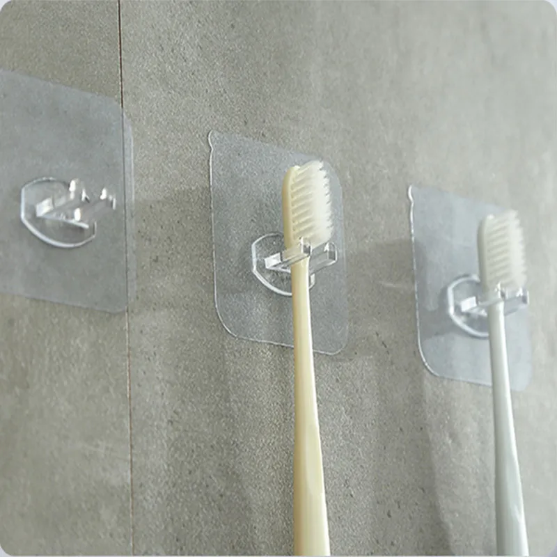 

Transparent Waterproof Razor Holder Wall Punch Free Toothbrush Rack Storage Hook Kitchen Bathroom Hook Organizer Accessories