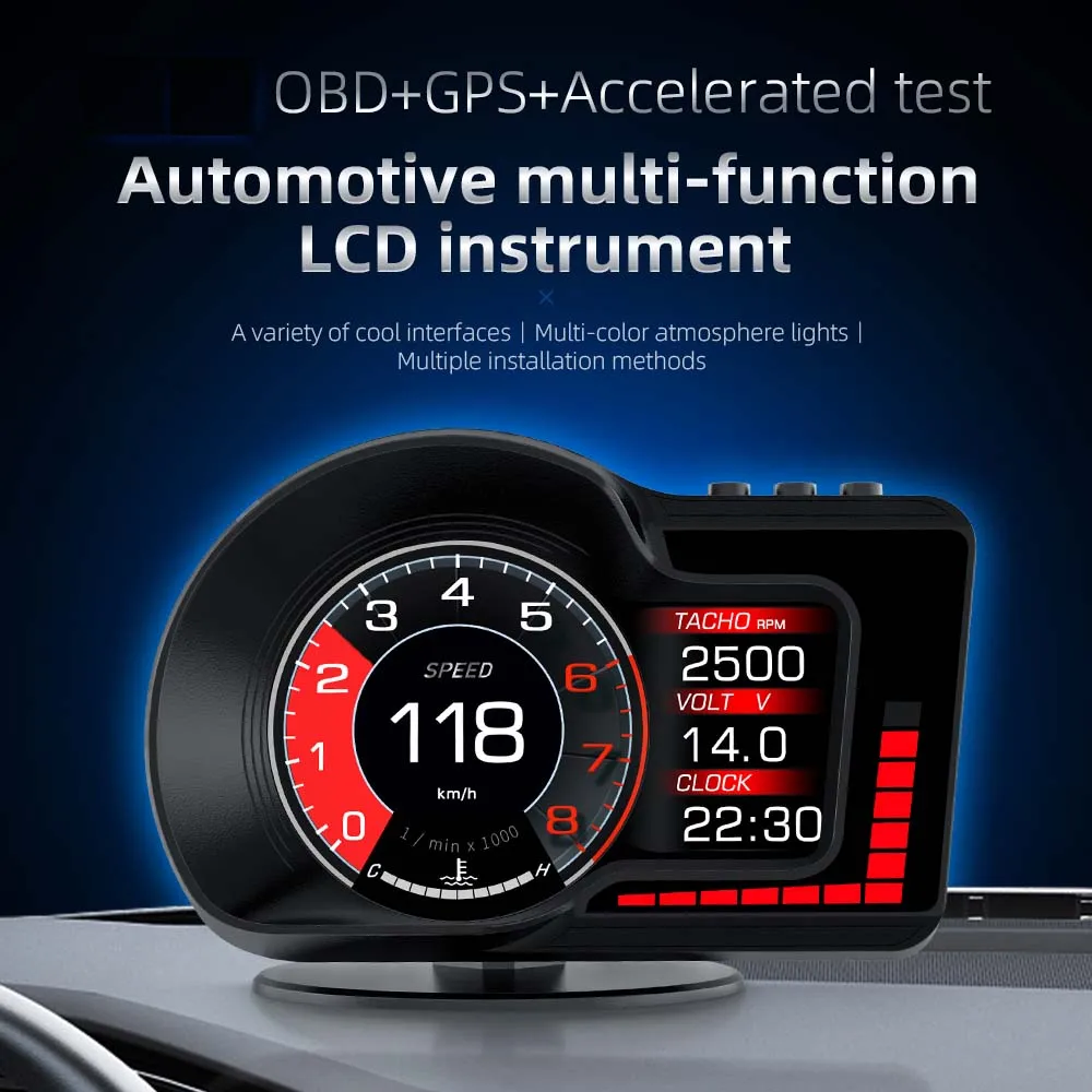Фото OBDHUD OBD2 EOBD Автомобильный бортовой компьютер с ЖК-дисплеем умный измеритель скорости пробега автомобильные электронные аксессуары дисплей №3