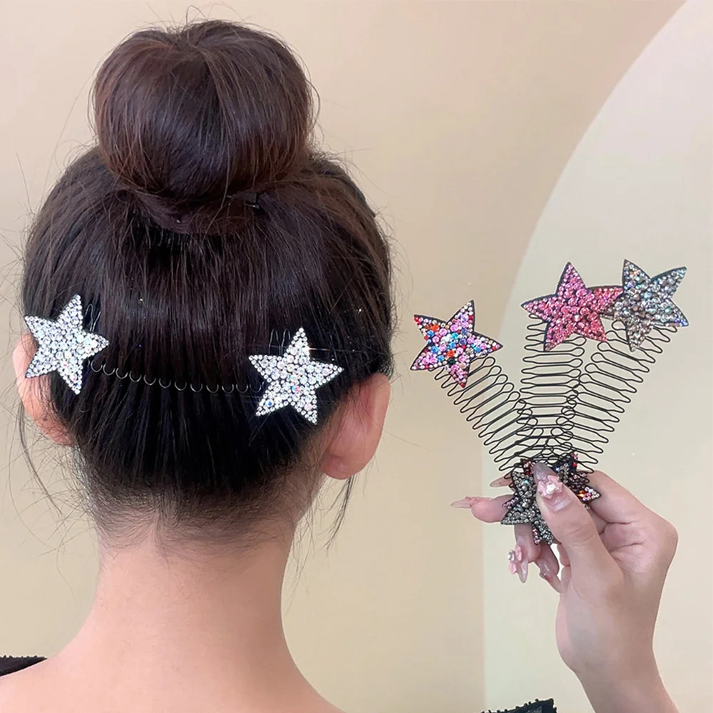 Ful Stars Broken Hair Organizing Tool Rhinestone Children's Hair Finishing Clip Insert Comb
