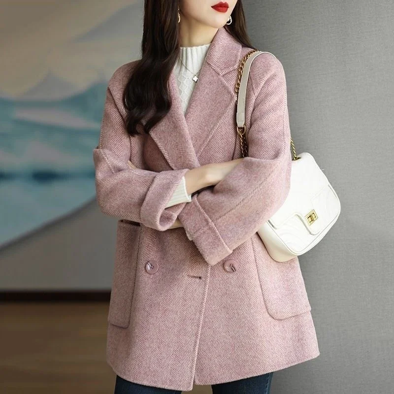 

Spring and Winter Korean Blazer Women's Long-sleeved Lapel Warm Loose Casual Office Elegant Park Button Coat Woman Coat Traf
