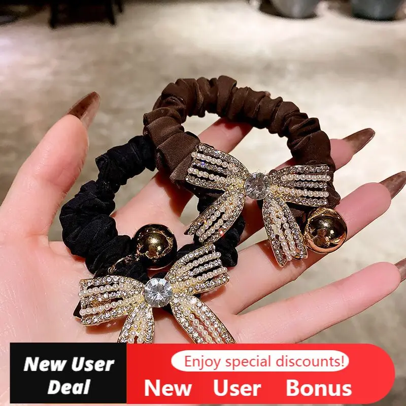 

Bowknot Pearls Hair Clips Headband Hair Ties Fashion Hair Accessories Vintage Rhinestone Headwear Jewelry Elastic Hair Bands