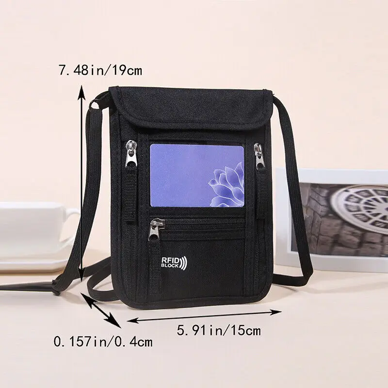 RFID Blocking Passport Holder Travel Wallet Card Storage Phone Bag Anti-Theft Shileding Neck Pouch Security Protect Faraday Bag