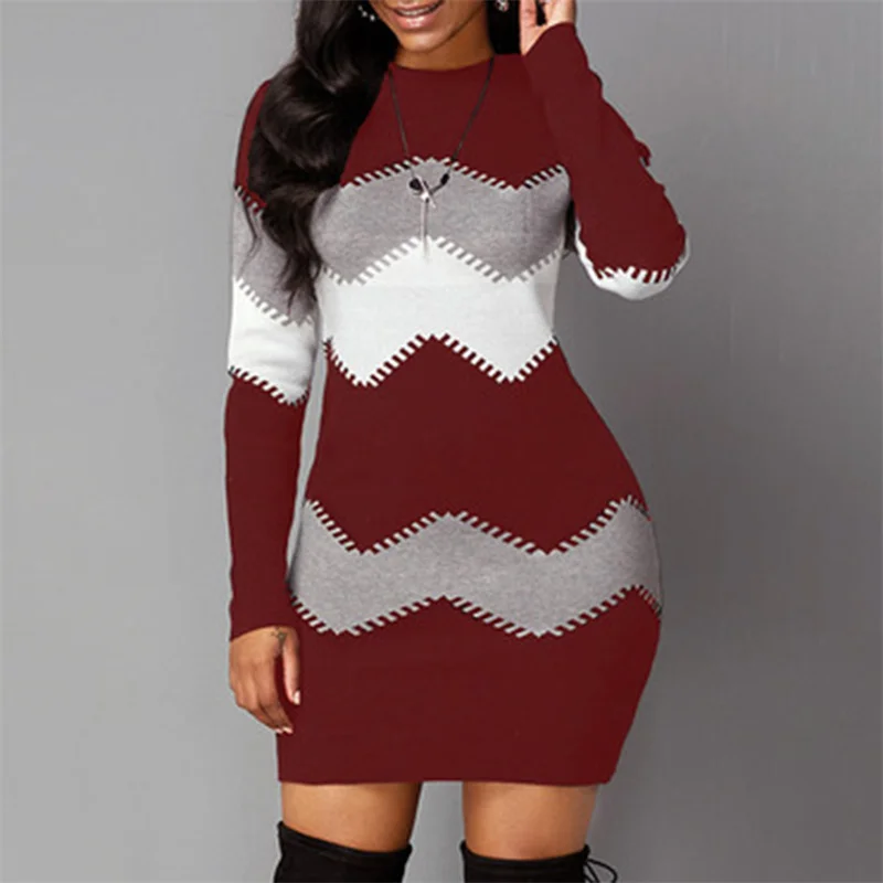 

2023 New Fashion Knitted Multicolor Top Spring Autumn Wave Striped Casual Long-Sleeve Thin Sweater Slim-Fit Christmas Sweaters