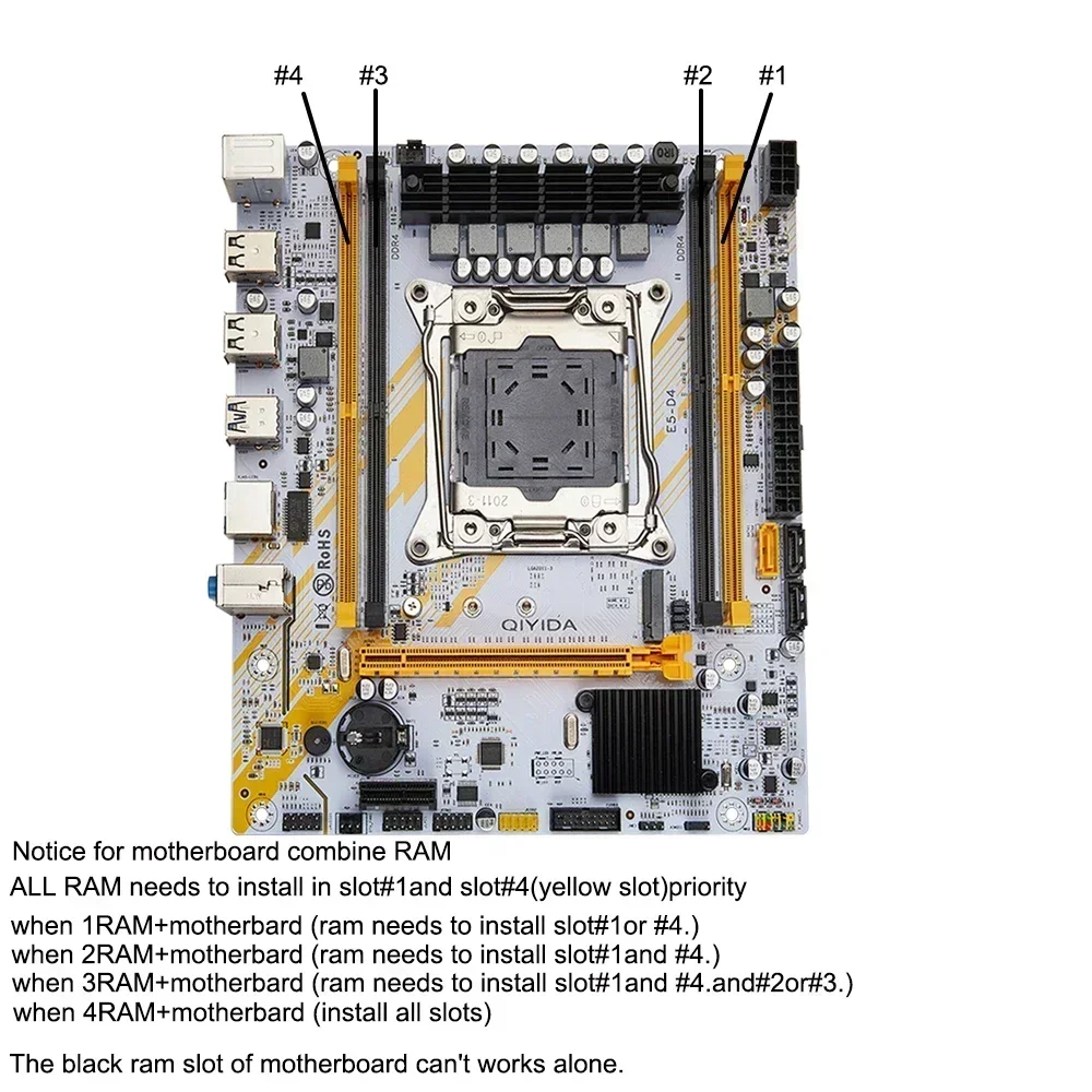 QIYIDA X99 Комплект материнской платы Combo Xeon Kit E5 2650 V4 Процессор LGA 2011-3 16 ГБ DDR4