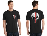 cool fashion american flag thin red line skull firefighter t shirt summer cotton short sleeve o neck mens t shirt new s 3xl