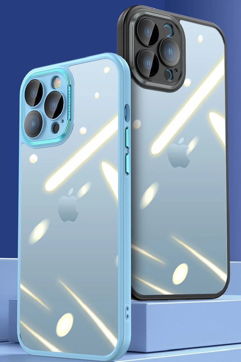 

Trendy for iPhone 12Pro Max Electroplating HD Transparent Electric Protective Case Shockproof and Shockproof with Lens Film