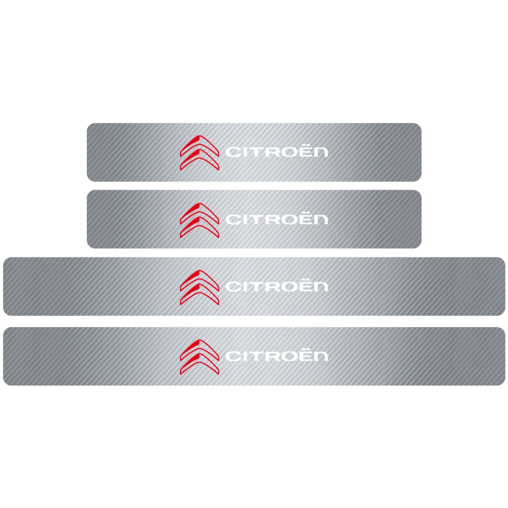 

4 шт., защитная наклейка на порог автомобиля, защита от царапин, наклейка на порог из углеродного волокна для Citroen C1 C2 C3 C4 C4L VTS C-ELYSEE C3-XR