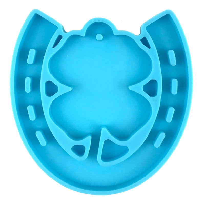 

N1HE Keychain Mirror Silicone Mold Epoxy Resin Molds Four-leave Clover Epoxy Casting Molds with Hole Polymer Clay Mold DIY