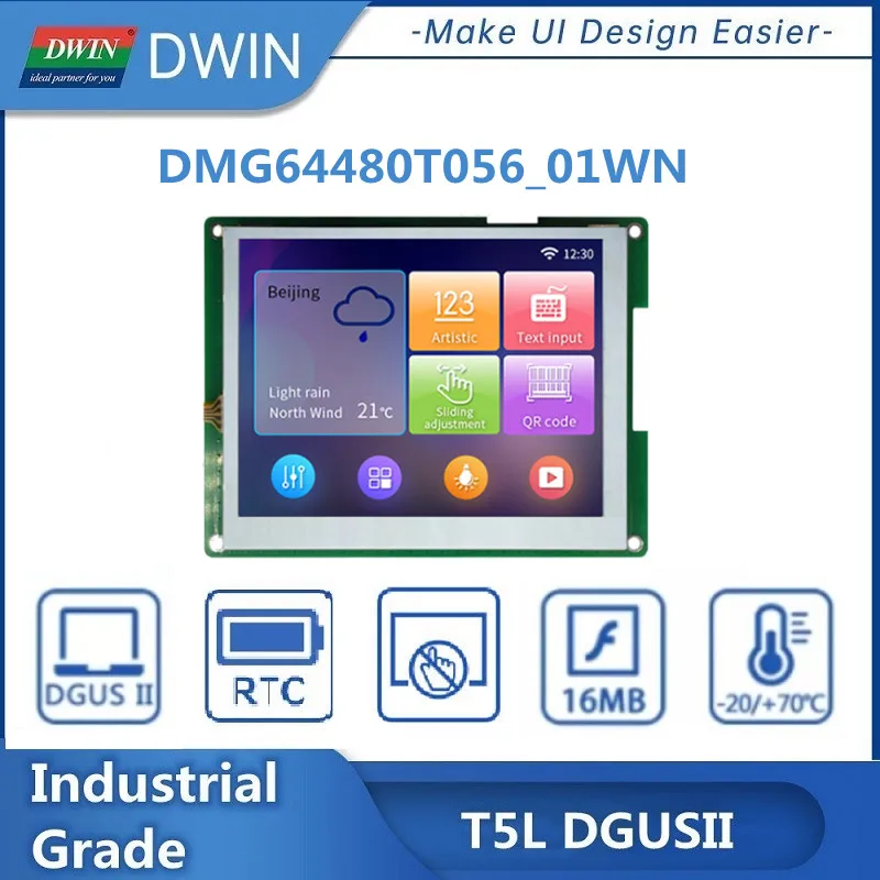 

ЖК-экран DWIN 5,6 дюйма 640x480 промышленного класса, ЖК-экран для умного дома TFT LCD Uart на основе микроконтроля DMG64480T056_01W